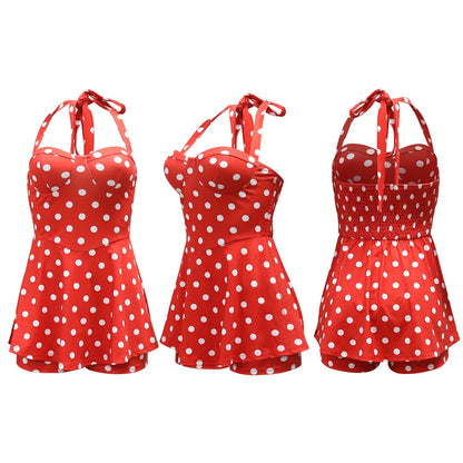 Women's Polka Dot Backless Halter Sleeveless Romper - Additional View 7