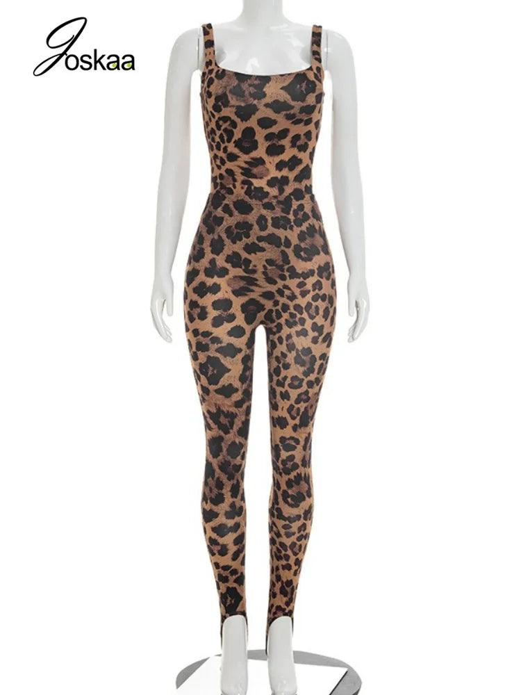 Women's Leopard Print Sleeveless High Waist Two Piece Set Black And Yellow – Back View