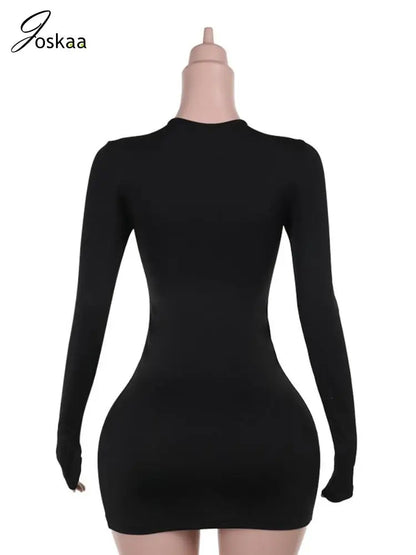 Wholesale Women's Cutout Long Sleeve Mini Dress Black – Detail View