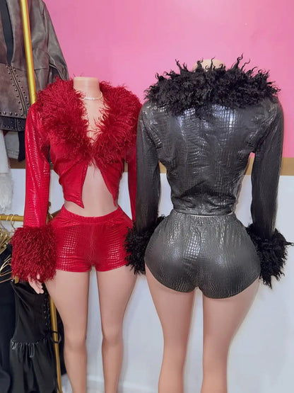 Joskaa Two Piece Set Bronzing Shiny Furry - two piece set image 3