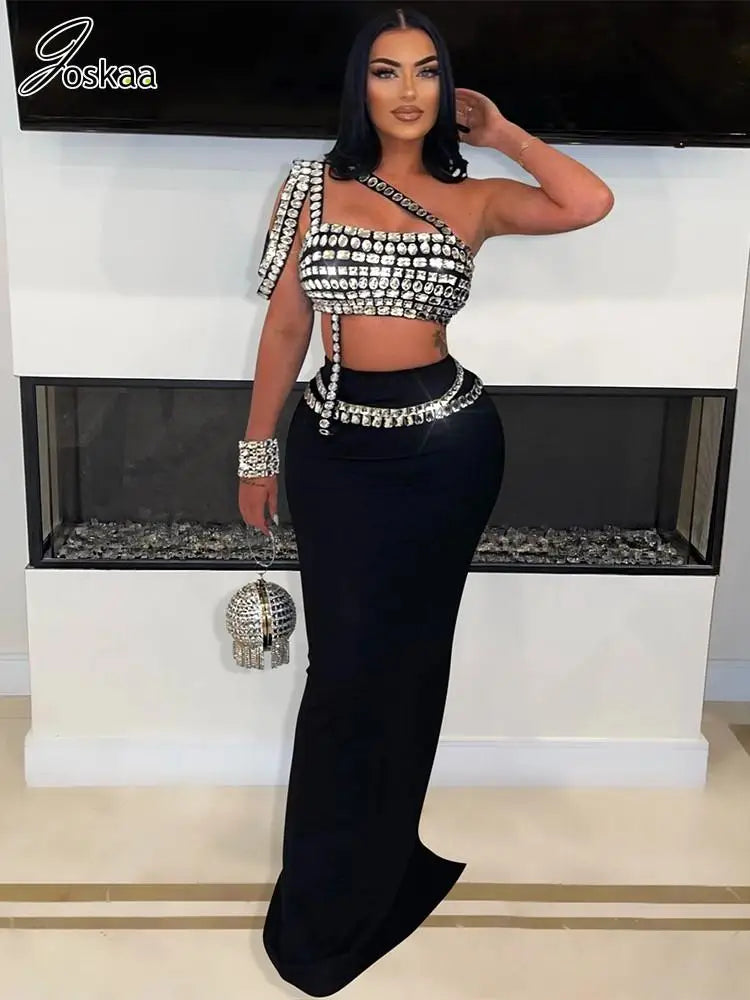Wholesale Women's Rhinestone Maxi Two Piece Set – Women's Fashion Wholesale – Front View