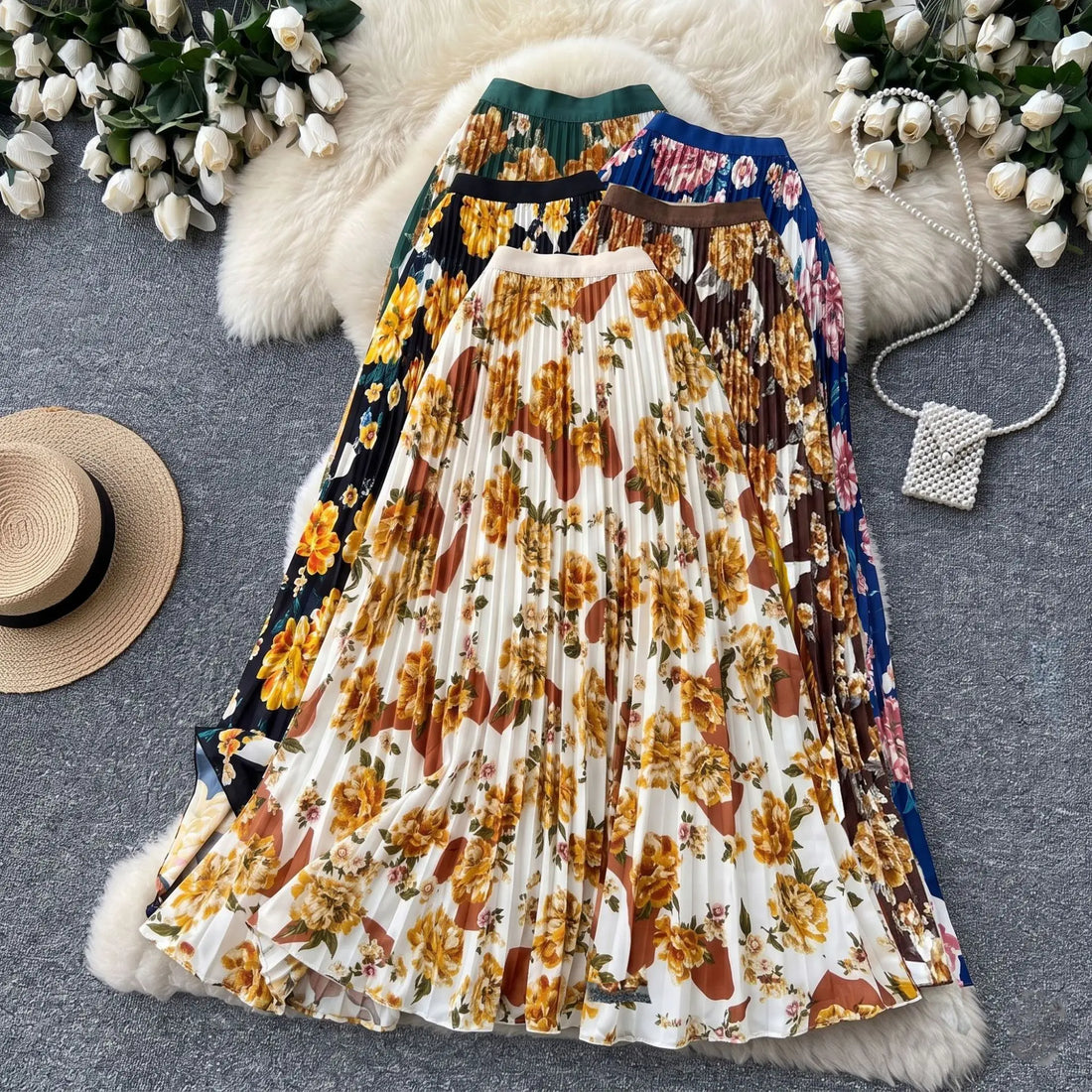Women's Floral Print High Waist Maxi Dress - Additional View 7