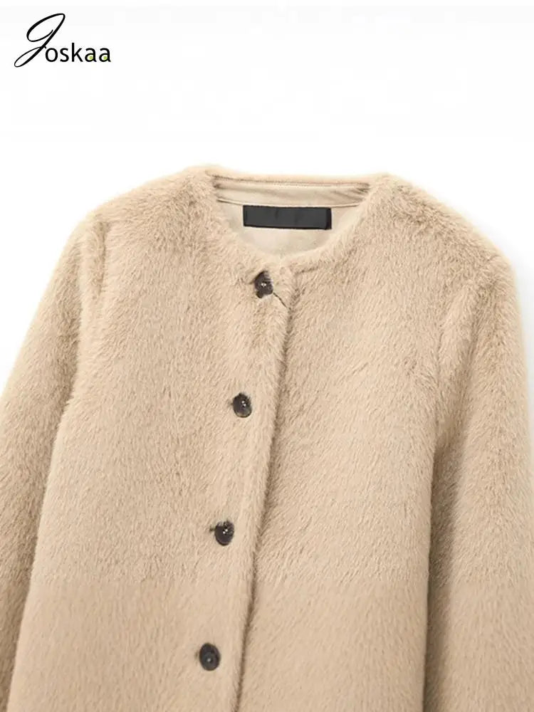 Women's Long Sleeve Crop Luxury Faux Fur Jacket As Picture – Front View