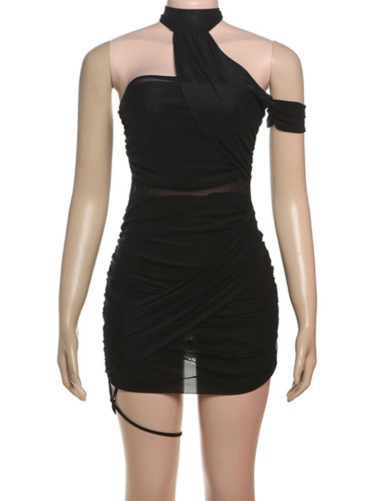 Joskaa Mesh Backless Halter Sleeveless Mini Dress - mini dress image 5