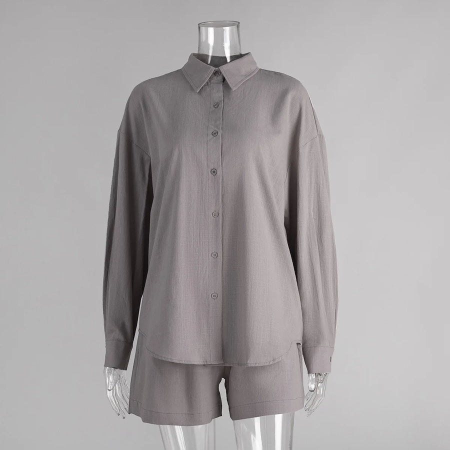 Women's Long Sleeve Comfort Lapel Full Two Piece Set