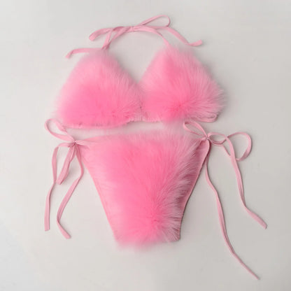 Wholesale Women's Swimwear Faux Fur Bikini Set