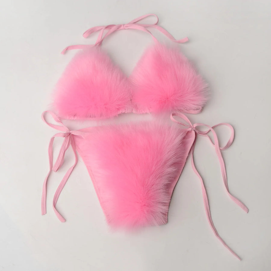 Wholesale Women's Swimwear Faux Fur Bikini Set