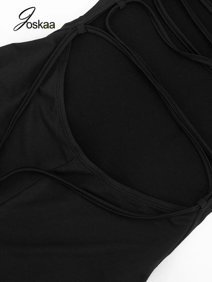 Women's Backless V-neck Halter Sleeveless Romper Cross - Detail View 5
