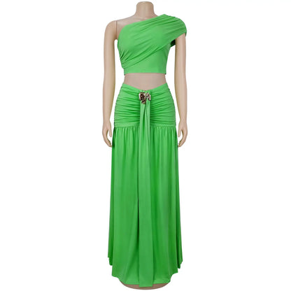 Women's Ruched One Shoulder Two Piece Set - Detail View 8