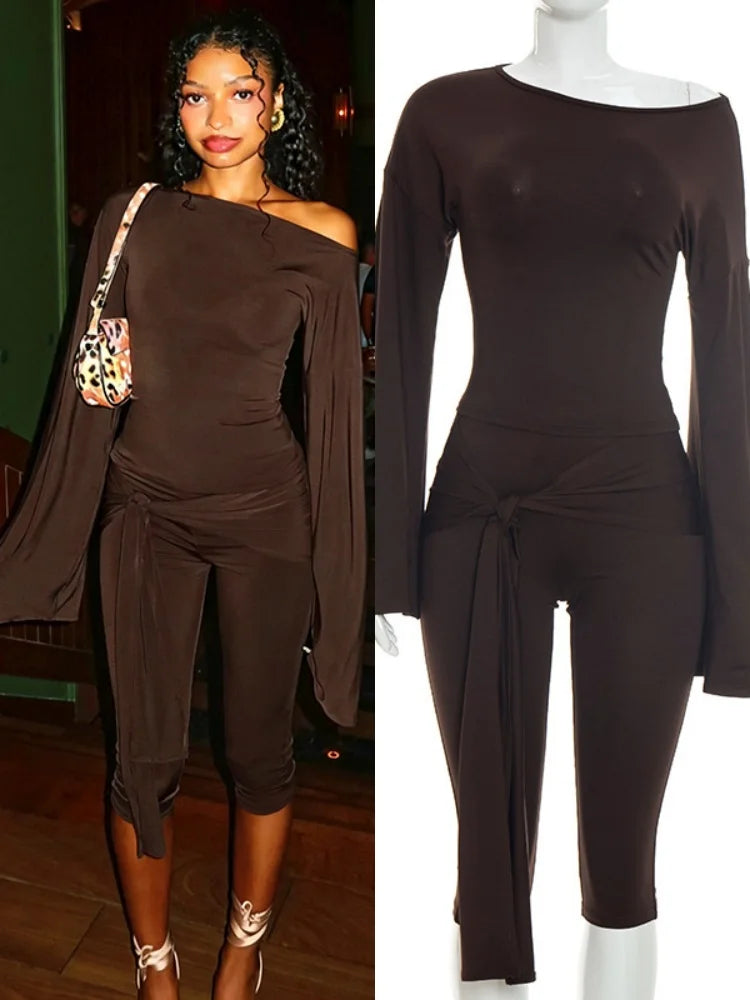 Women's Long Sleeve Wide Leg Two Piece Set - Additional View 8