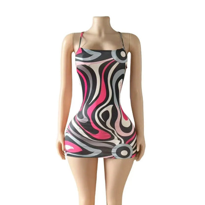 Women's Stripe Backless Bodycon Mini Dress