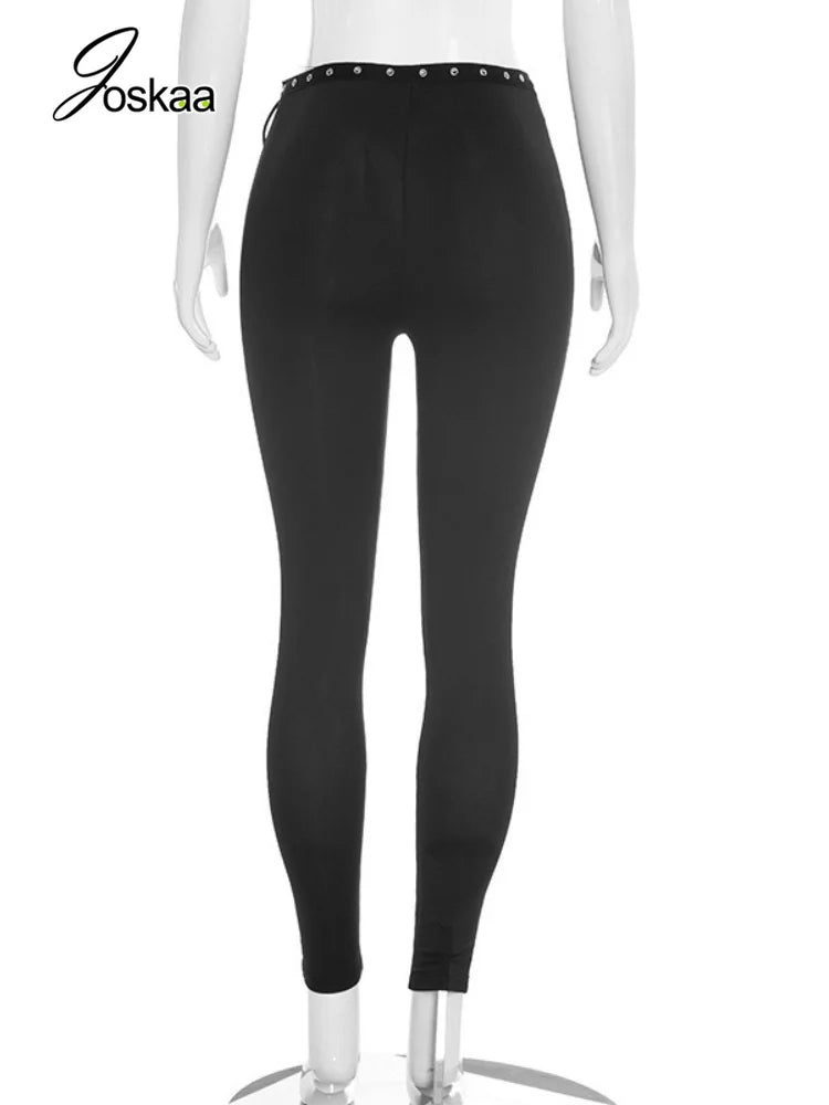 Women's Lace Cutout Bodycon Pants Lace-up Tight Trousers - Detail View