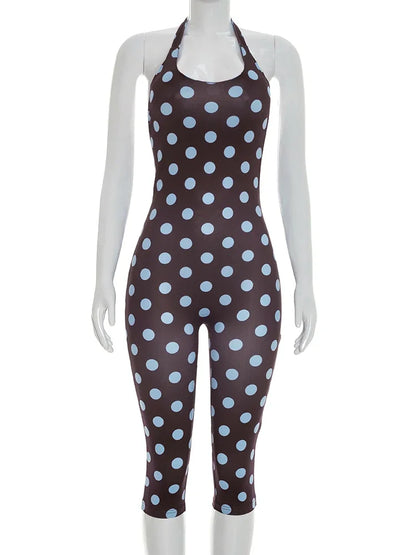 Joskaa Polka Dot Lace Backless Halter Romper - romper image 6