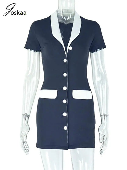 Wholesale Women's Short Sleeve Bodycon Mini Dress Black And White – Back View