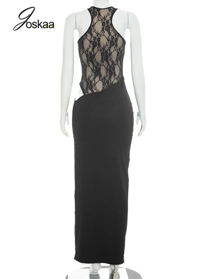 Women's Lace Sleeveless Bodycon Maxi Dress - Detail View
