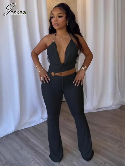 Women's Backless Cutout Halter Bodycon Romper Yellow – Side View