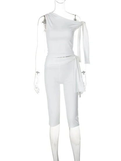 Women's Sporty Skew Collar Two Piece Set