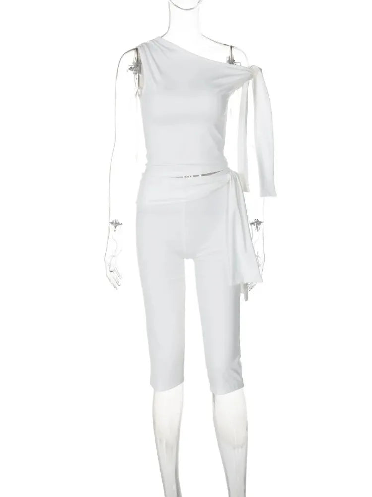 Women's Sporty Skew Collar Two Piece Set
