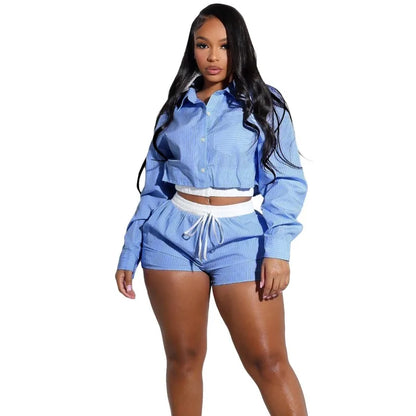 Women's Stripe Long Sleeve Two Piece Set