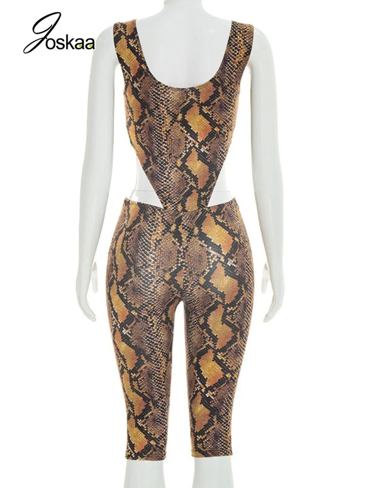 Women's Snake Print Sleeveless Two Piece Set Snakeskin Print – Detail View