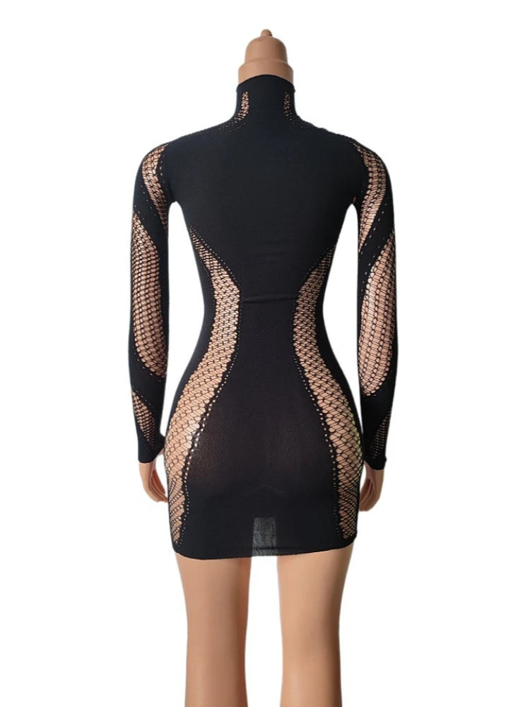 Joskaa Ribbed Knit Long Sleeve Bodycon Mini Dress - mini dress image 4