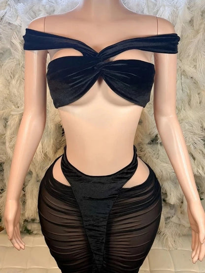 Joskaa Velvet Cutout High Waist Two Piece Set - two piece set image 5