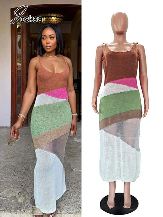 Women's Ribbed Knit Sleeveless Bodycon Maxi Dress - Women's Fashion Wholesale - Front View