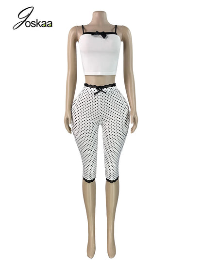 Wholesale Women's Polka Dot Lace Two Piece Set Black Set – Detail View