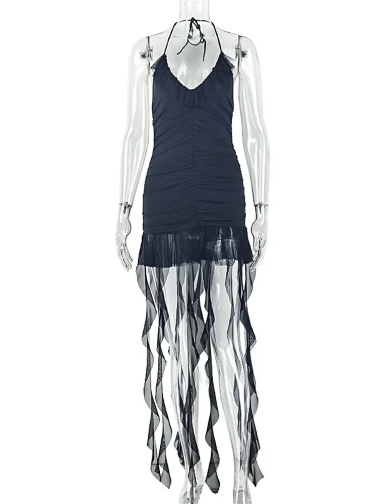 Joskaa Lace Mesh Ruched Backless Mini Dress - mini dress image 5