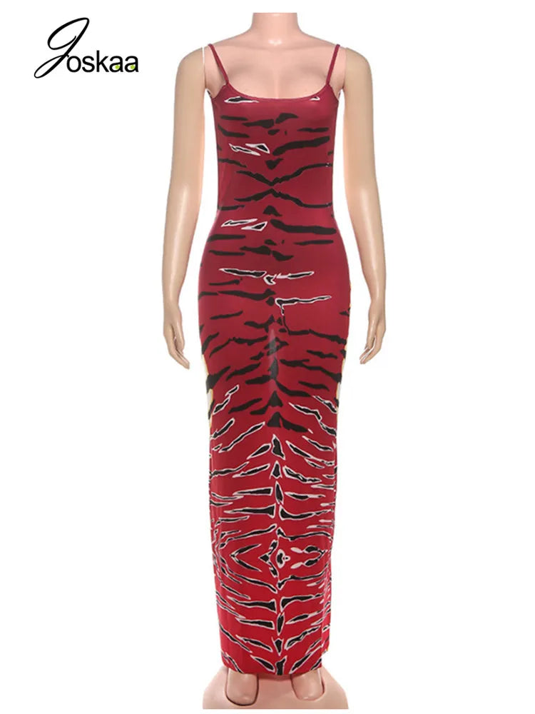 Women's Backless Sleeveless Bodycon Maxi Dress Red – Back View