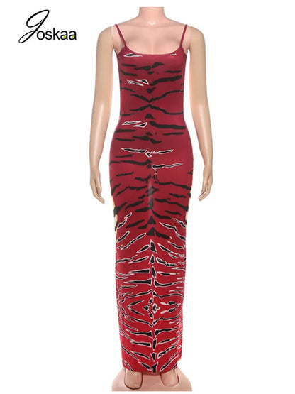 Women's Backless Sleeveless Bodycon Maxi Dress Red – Back View