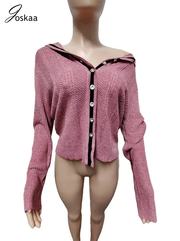 Women's Knit Long Sleeve Ribbed Hooded Jacket Peach – Back View