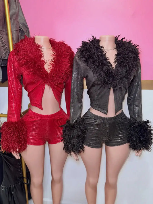 Joskaa Two Piece Set Bronzing Shiny Furry - two piece set image 2