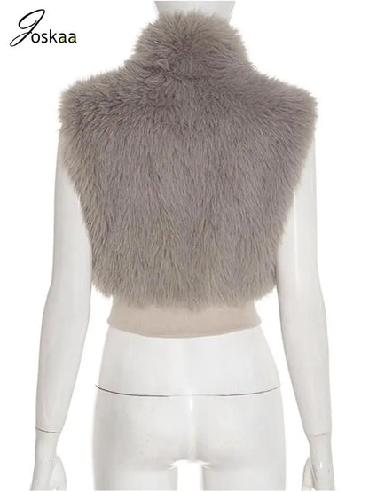 Wholesale Women's Faux Leather Sleeveless Zip Top Gray – Detail View