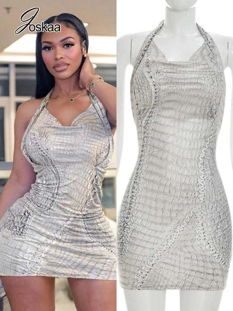 Women's Halter Sleeveless Bodycon Mini Dress - Women's Fashion Wholesale - Front View