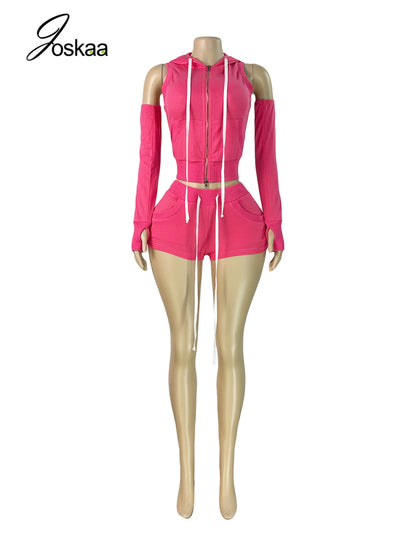 Women's Zip Up Two Piece Set Casual Sporty - Detail View 3