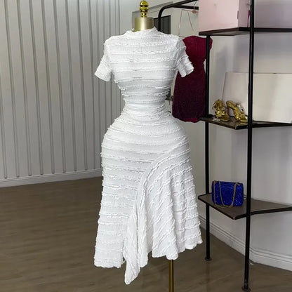 Women's Short Sleeve Half High Collar Dress