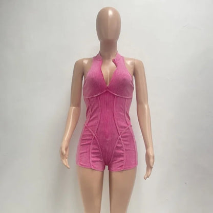 Wholesale Women's Sleeveless Bodycon Zip Romper