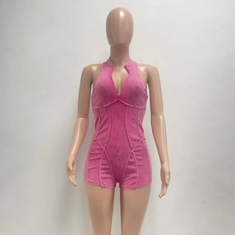 Wholesale Women's Sleeveless Bodycon Zip Romper