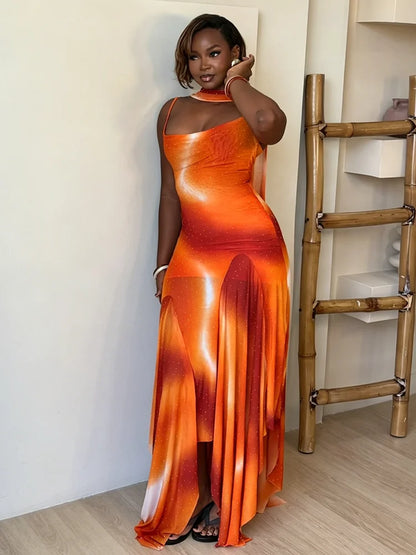 Women's Mesh Sleeveless Bodycon Maxi Dress