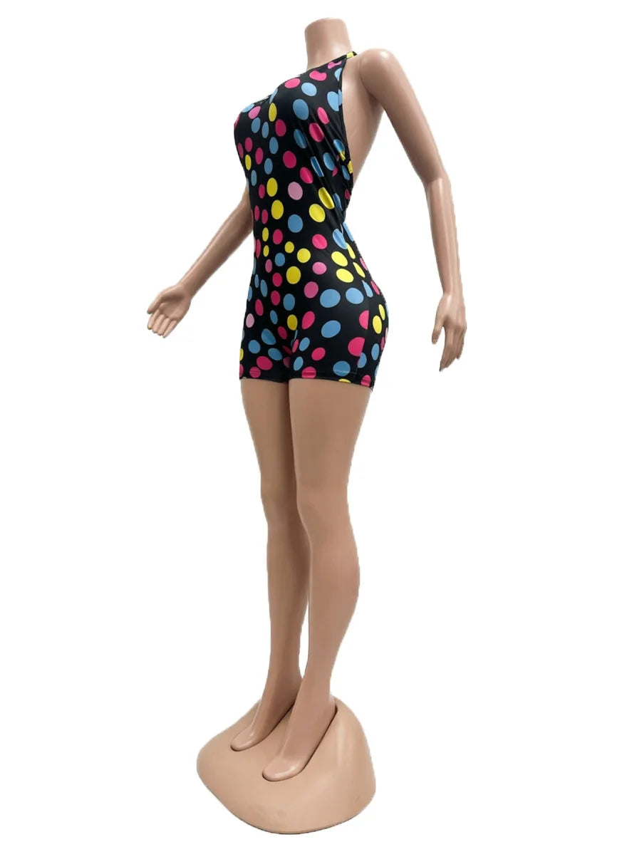 Joskaa Polka Dot Backless Halter Sleeveless Romper - romper image 4