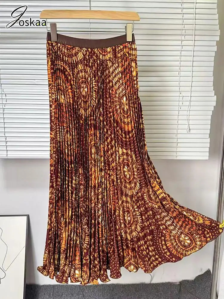 Joskaa Floral Print Pleated High Waist Flare Skirt - skirt image 5
