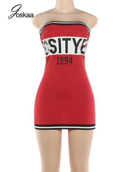 Women's Striped Strapless Sleeveless Bodycon Mini Dress - Detail View 3
