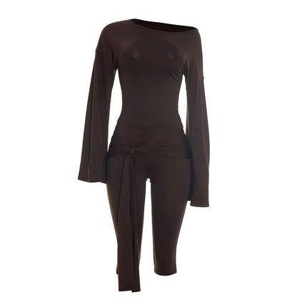 Women's Long Sleeve Wide Leg Two Piece Set - Additional View 7