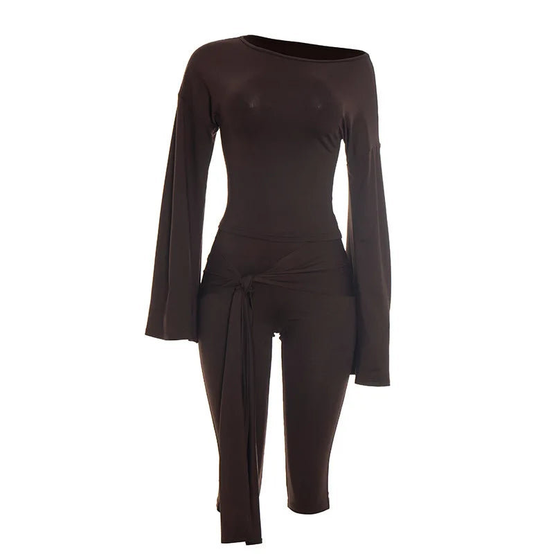 Women's Long Sleeve Wide Leg Two Piece Set - Additional View 7