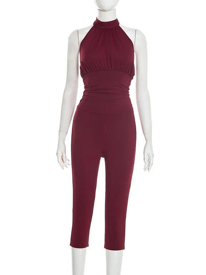 Joskaa Lace Ruched Backless Halter Romper - romper image 6
