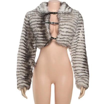 Women's Long Sleeve Crop Trend Furry Full Jacket