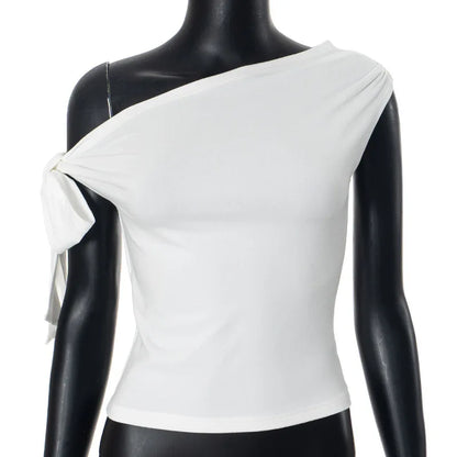 Women's Ruched Sleeveless Asymmetrical Solid Tshirt Top