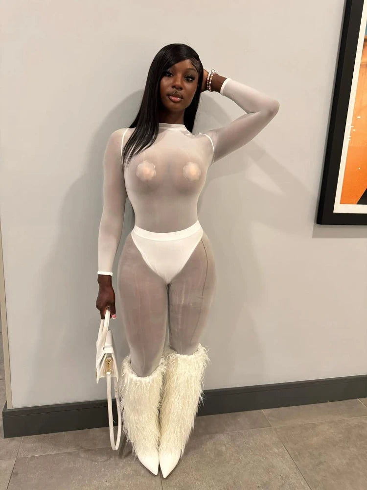 Women's Mesh Bodycon Two Piece Set 4813 - Side View