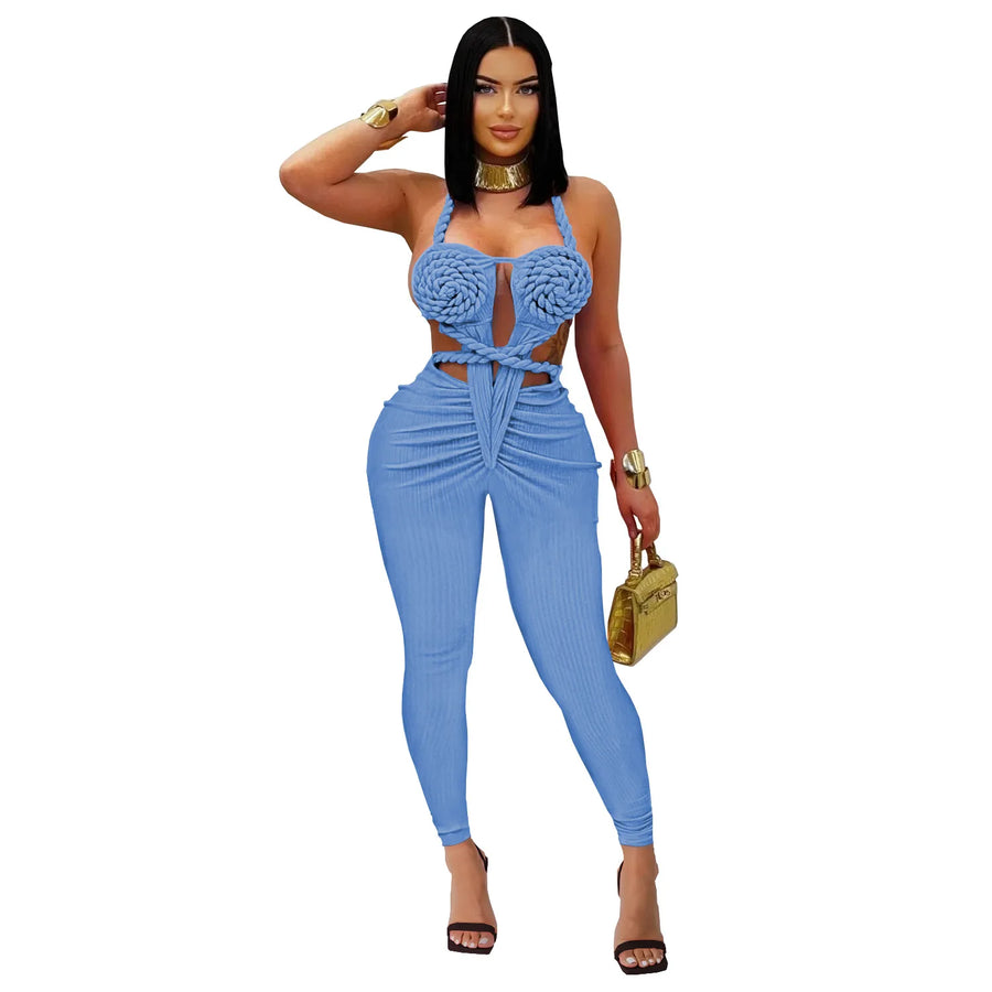 Women's Knit Ruched Backless Cutout Romper